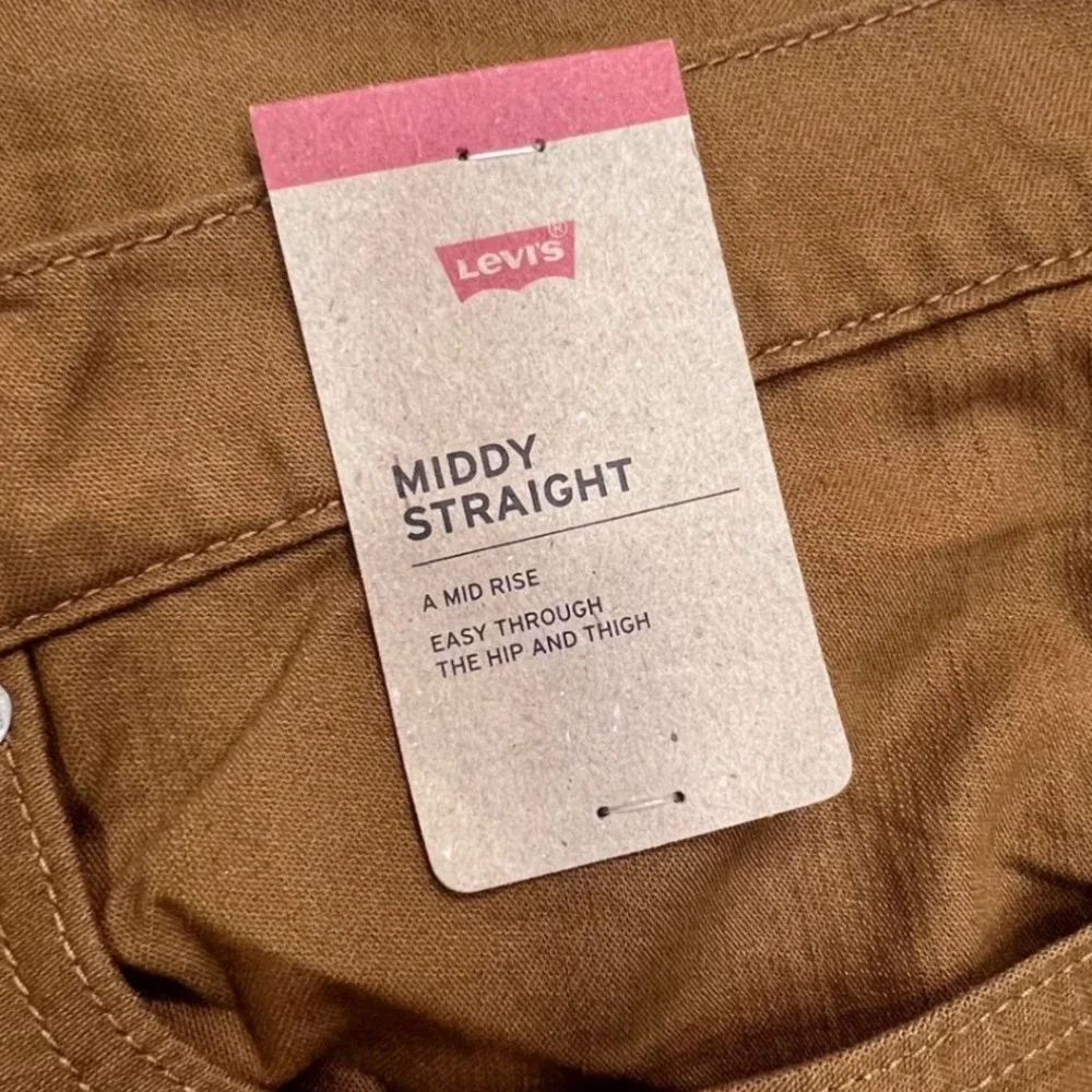 Levis Middy Straight Pants Brown Tobacco Cotton Mid Rise 33x30 NEW